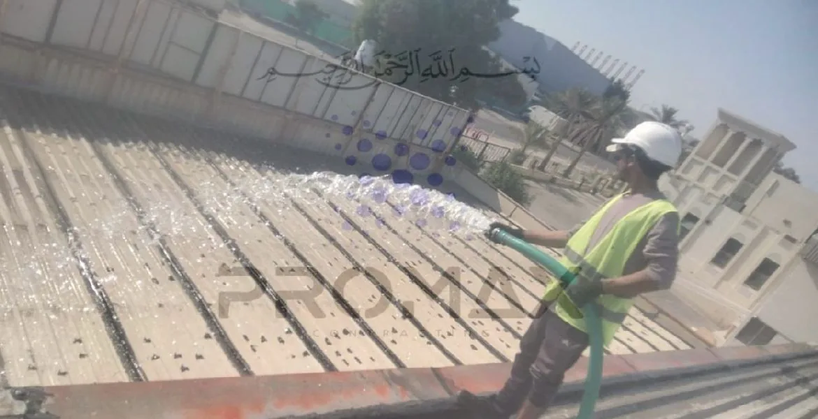 Sos - metal roof waterproofing project by Promax in Dubai, UAE